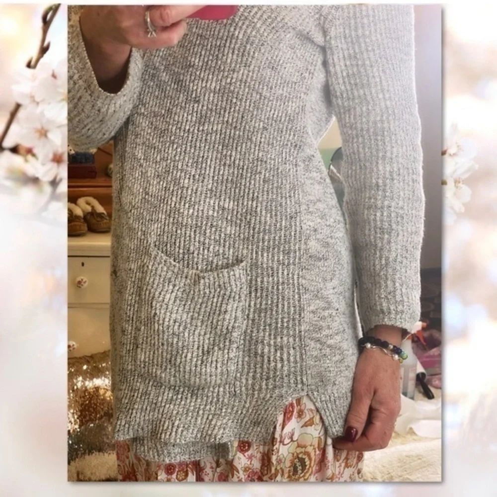 MADEWELL MARLED GREY SLOUCHY CARDIGAN SMALL